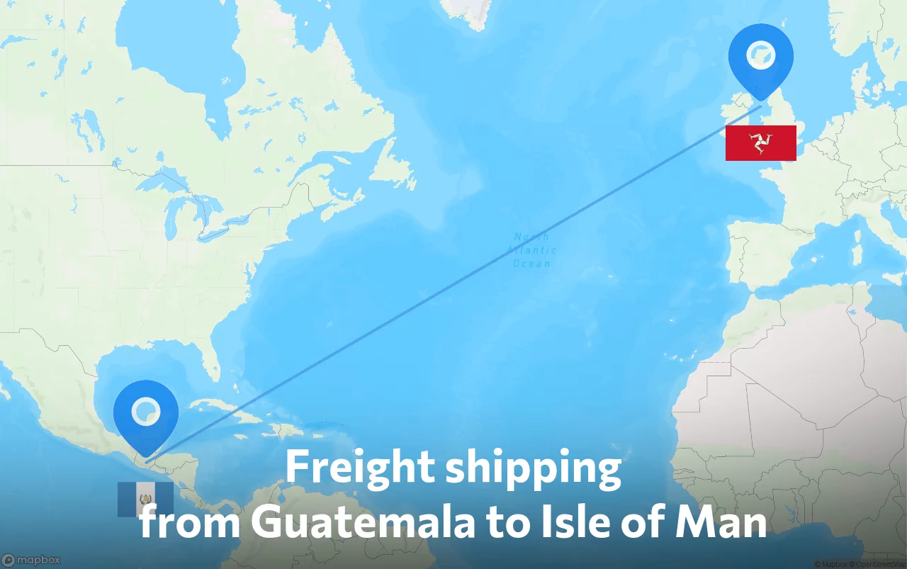 Shipping route from Guatemala to Isle of Man