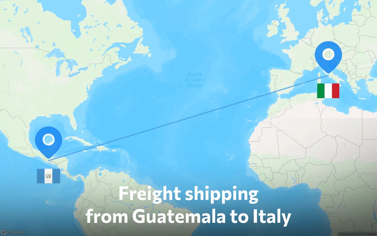 Shipping route from Guatemala to Italy