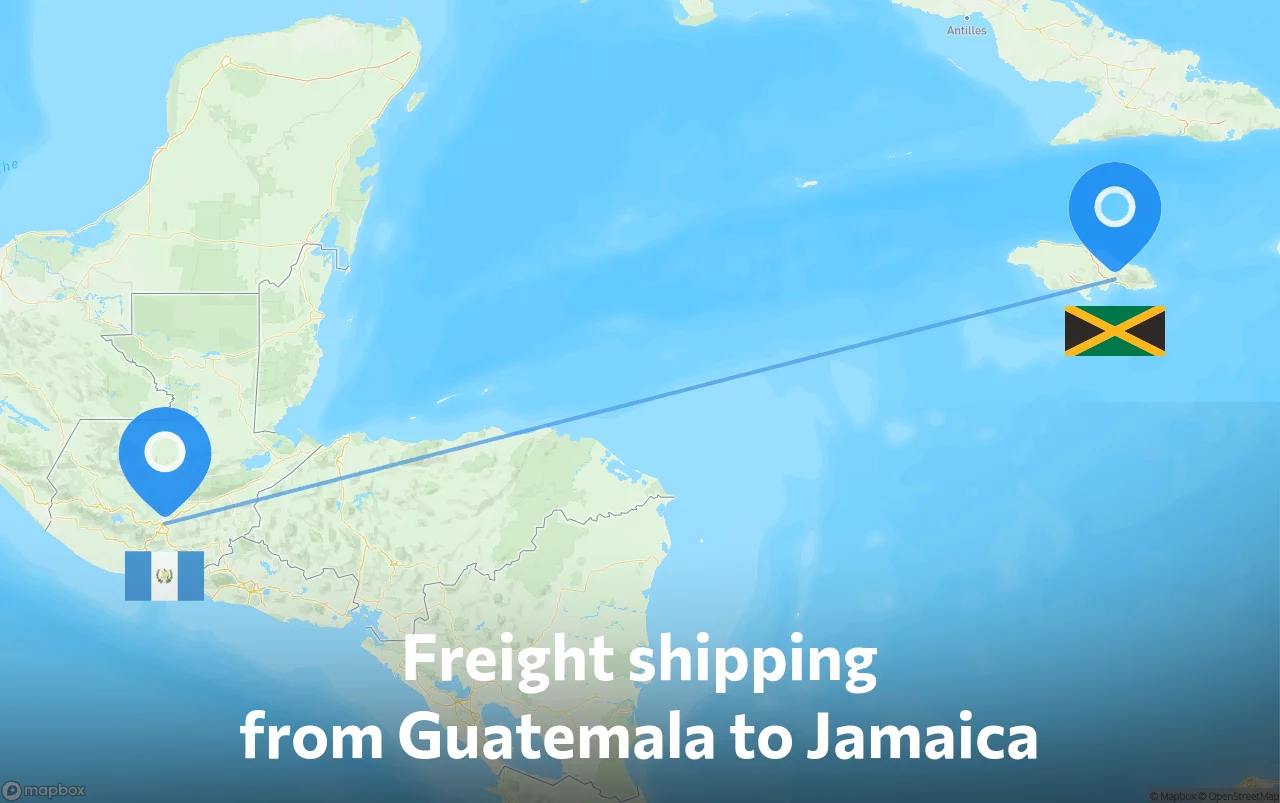 Shipping route from Guatemala to Jamaica