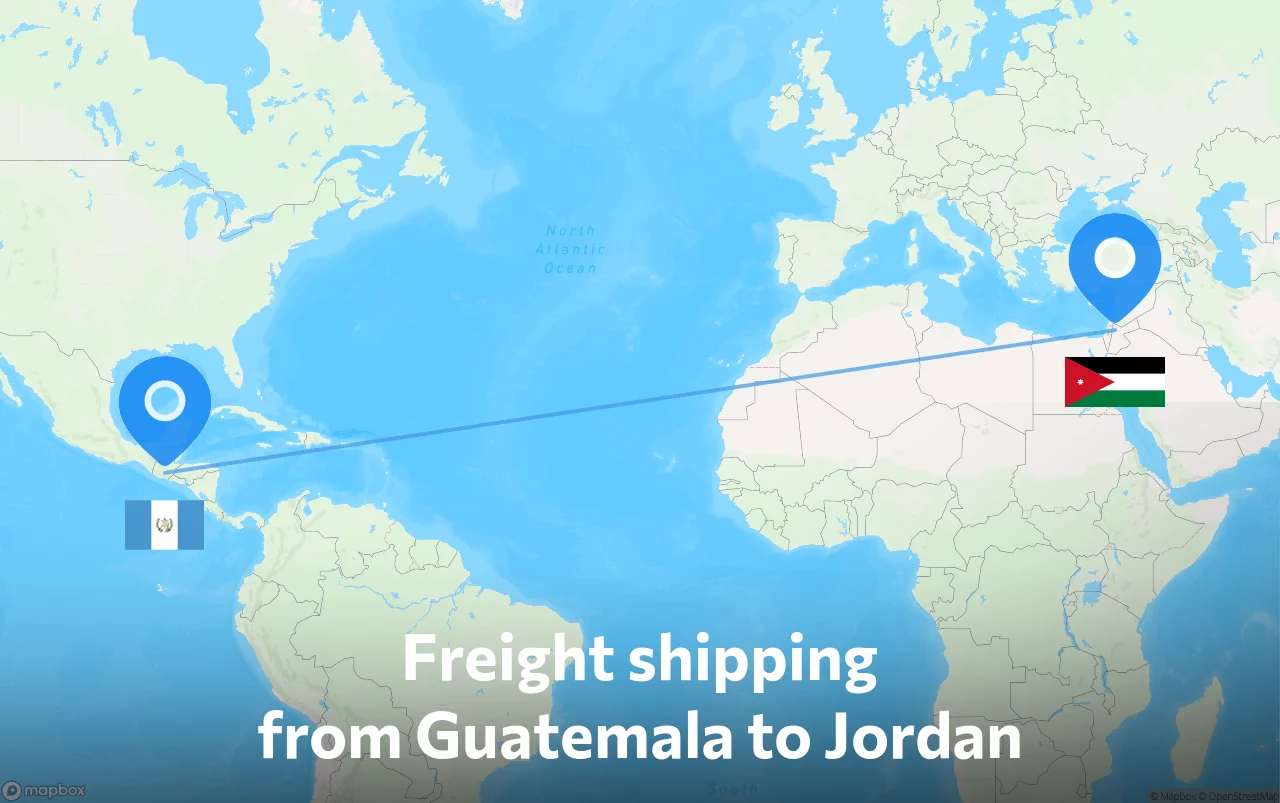Shipping route from Guatemala to Jordan