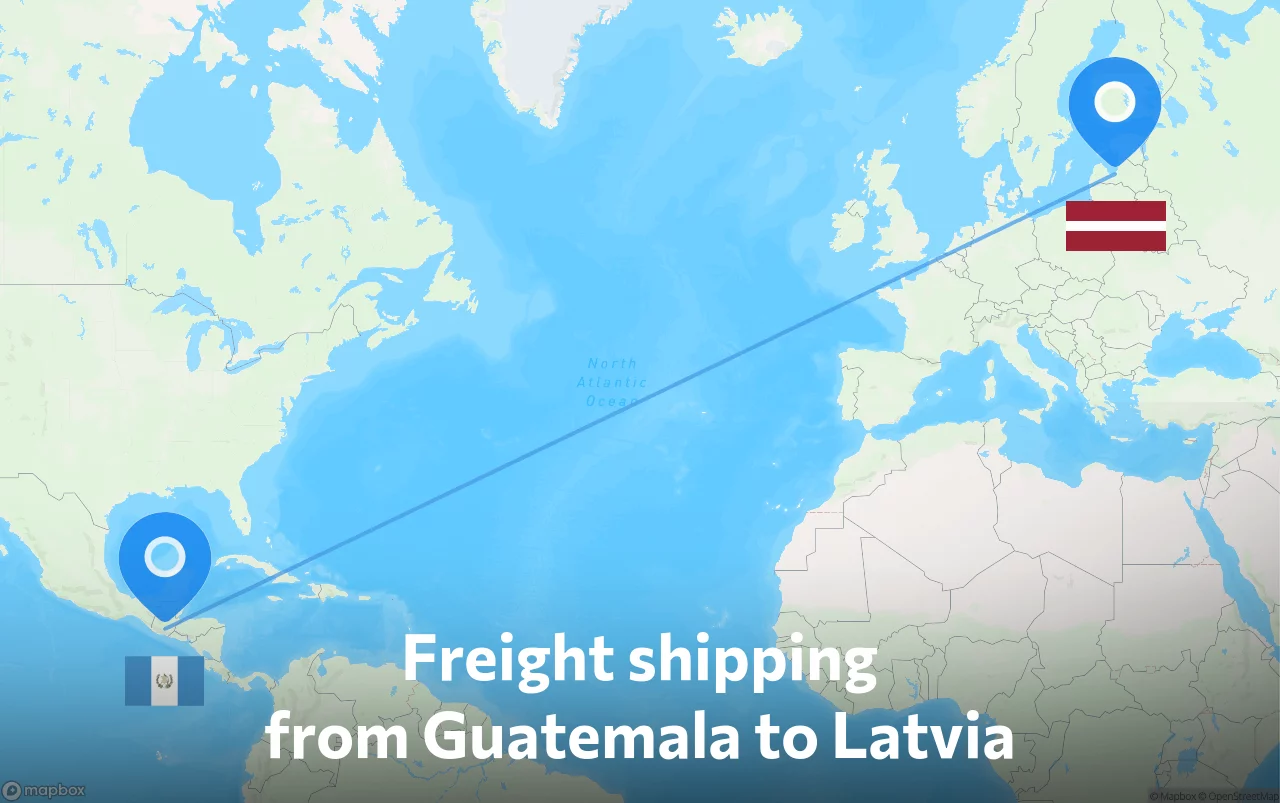 Shipping route from Guatemala to Latvia