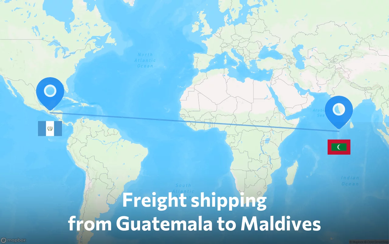 Shipping route from Guatemala to Maldives