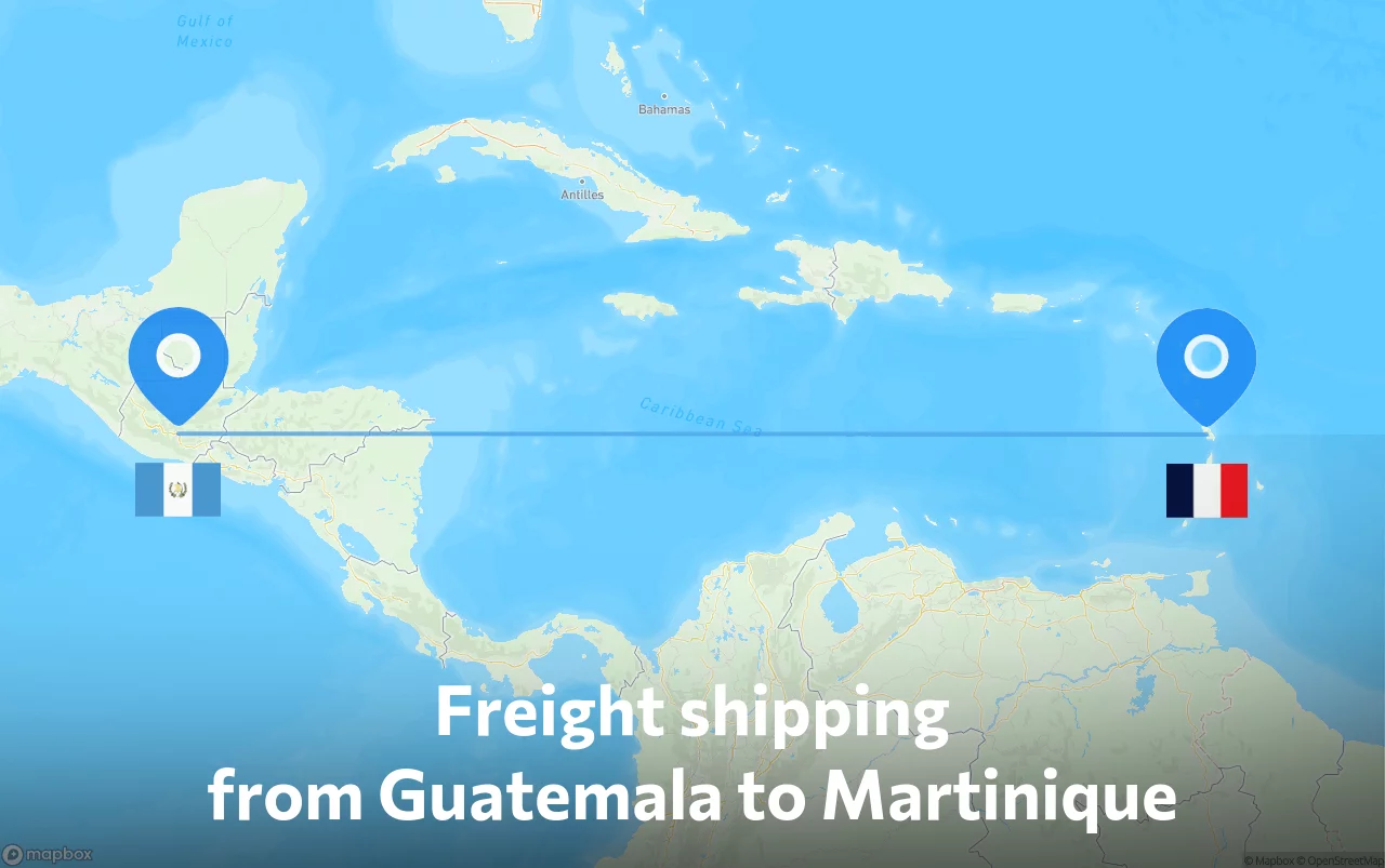 Shipping route from Guatemala to Martinique