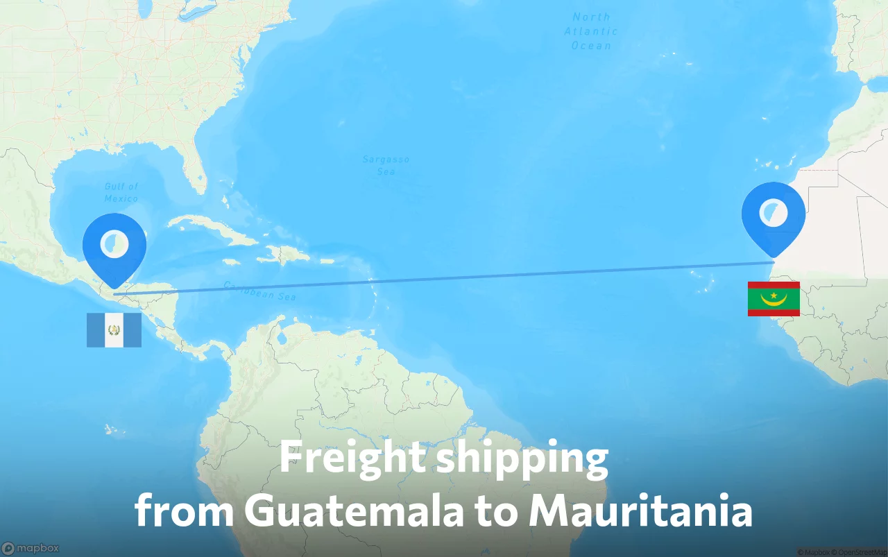 Shipping route from Guatemala to Mauritania