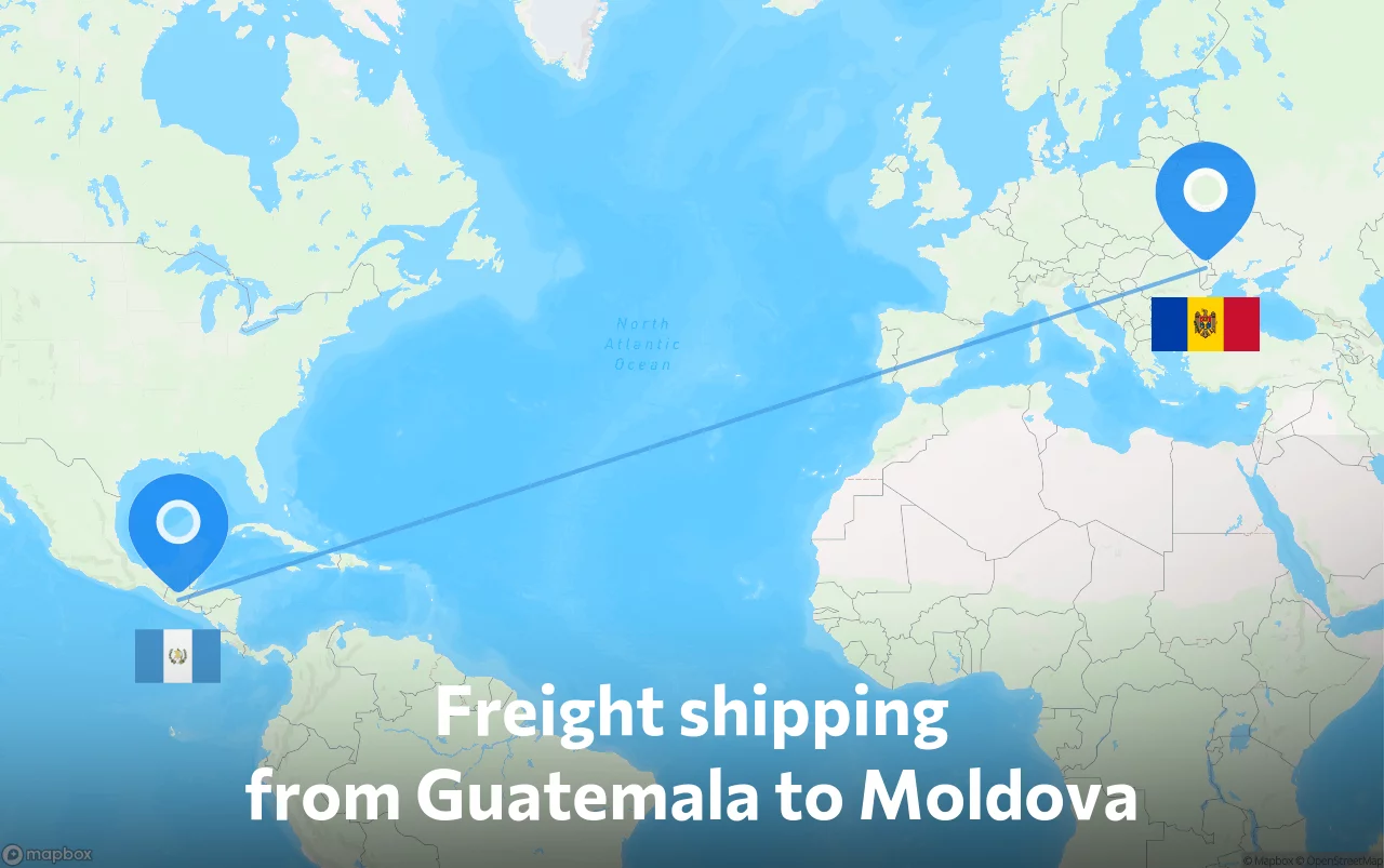 Shipping route from Guatemala to Moldova
