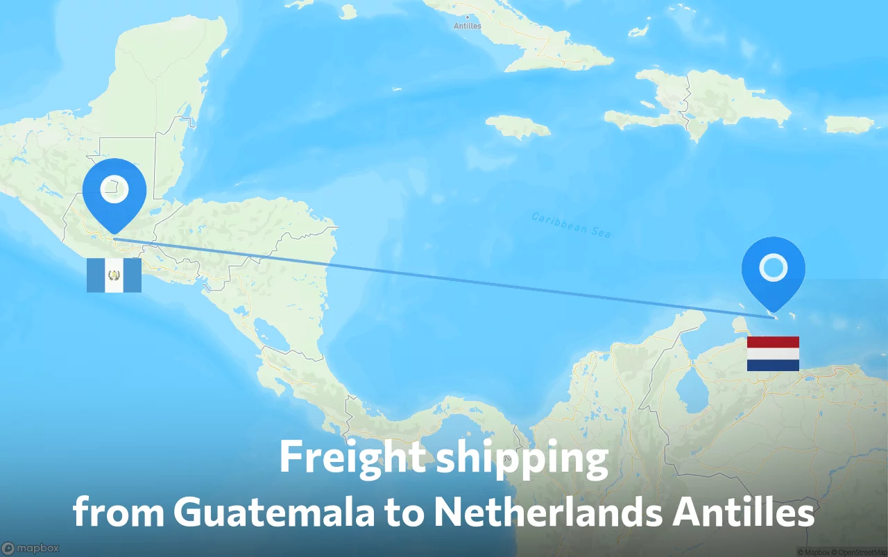 Shipping route from Guatemala to Netherlands Antilles