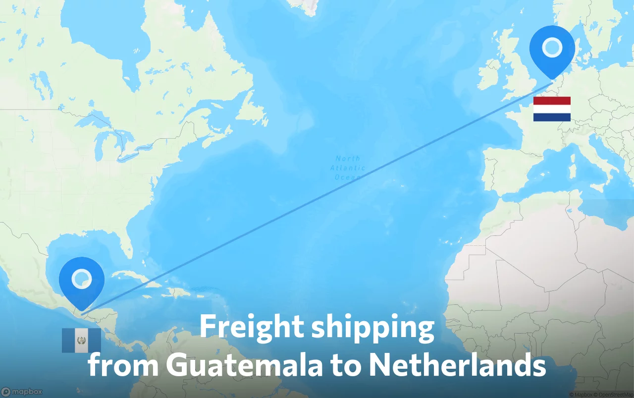 Shipping route from Guatemala to Netherlands