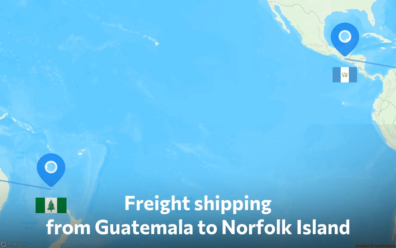 Shipping route from Guatemala to Norfolk Island