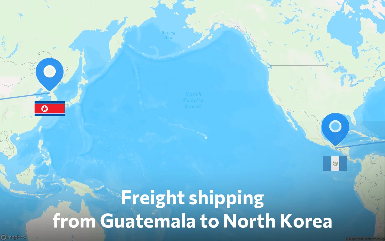 Shipping route from Guatemala to North Korea