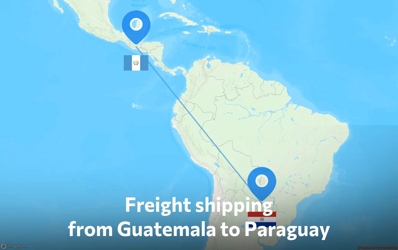 Shipping route from Guatemala to Paraguay