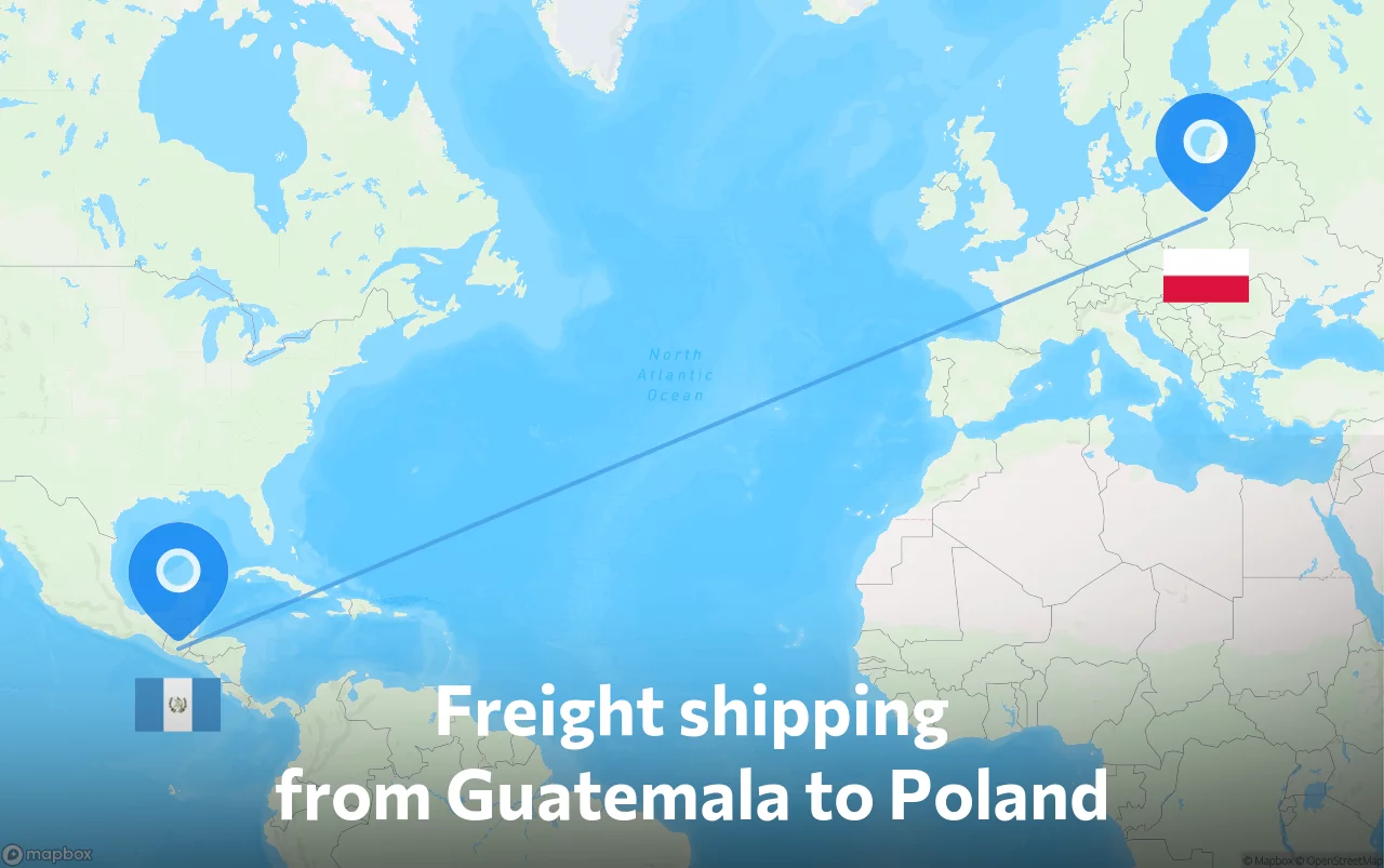 Shipping route from Guatemala to Poland