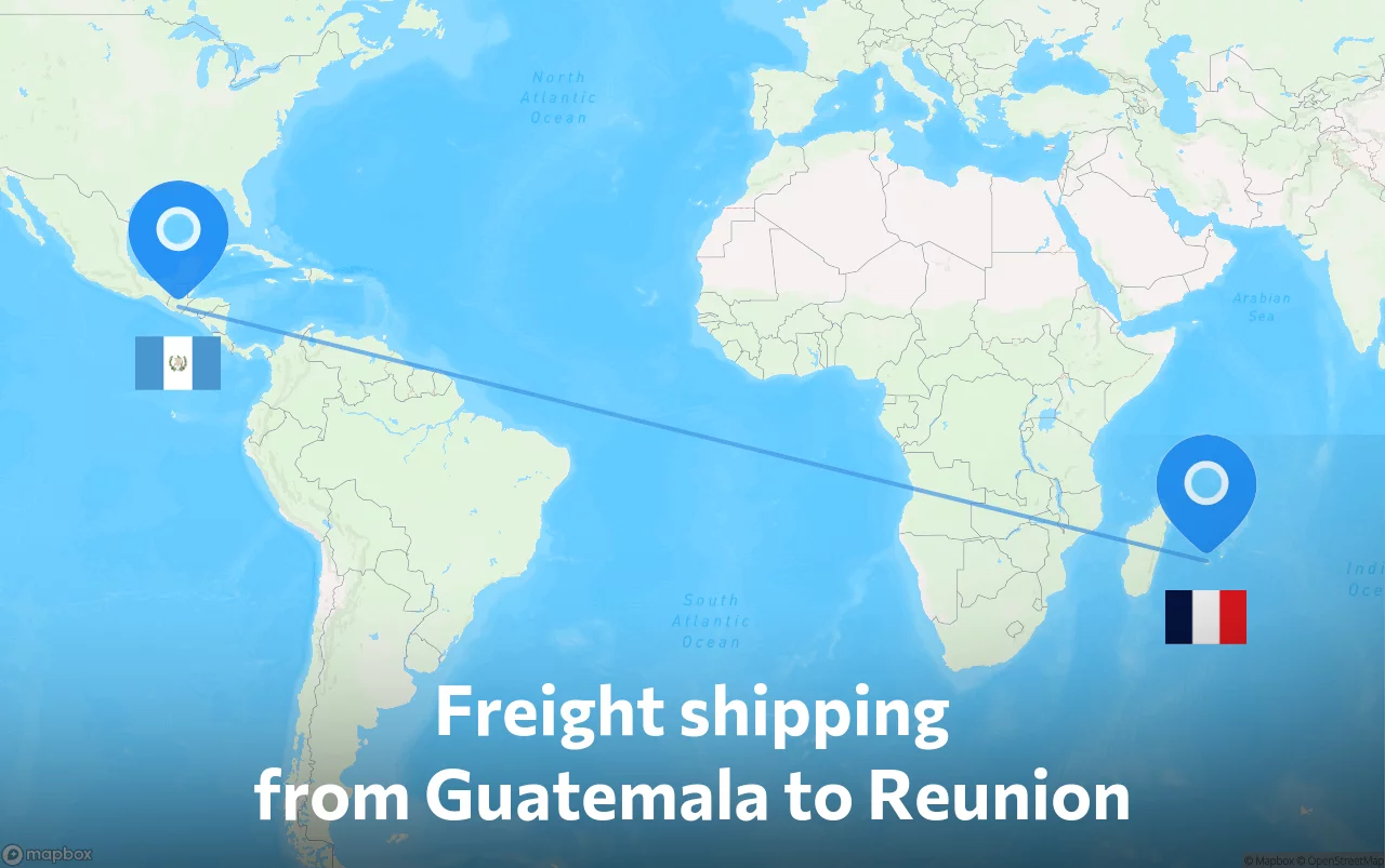 Shipping route from Guatemala to Reunion