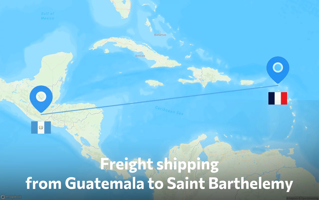 Shipping route from Guatemala to Saint Barthelemy