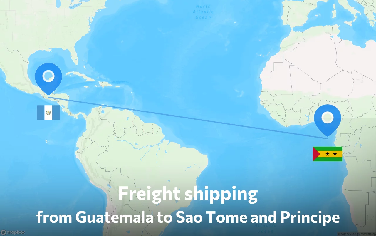 Shipping route from Guatemala to Sao Tome and Principe