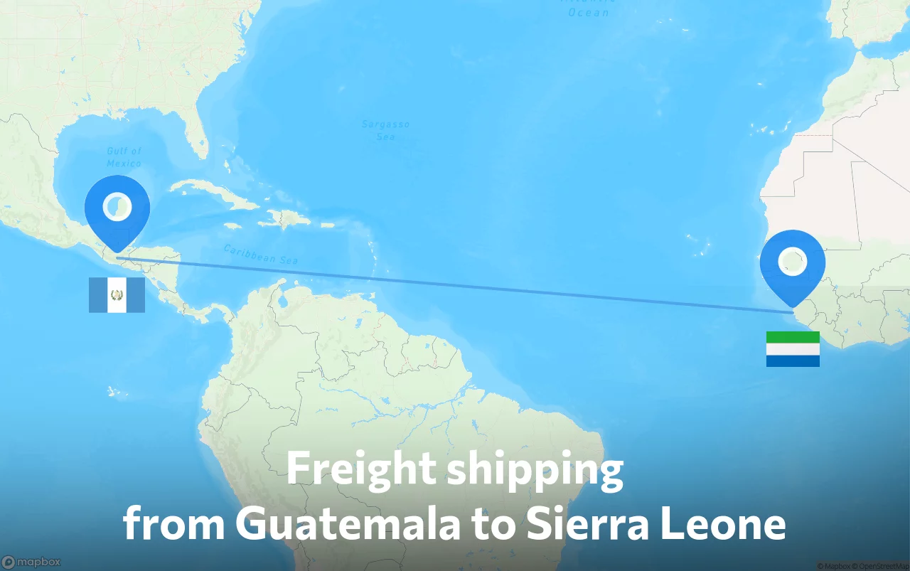 Shipping route from Guatemala to Sierra Leone