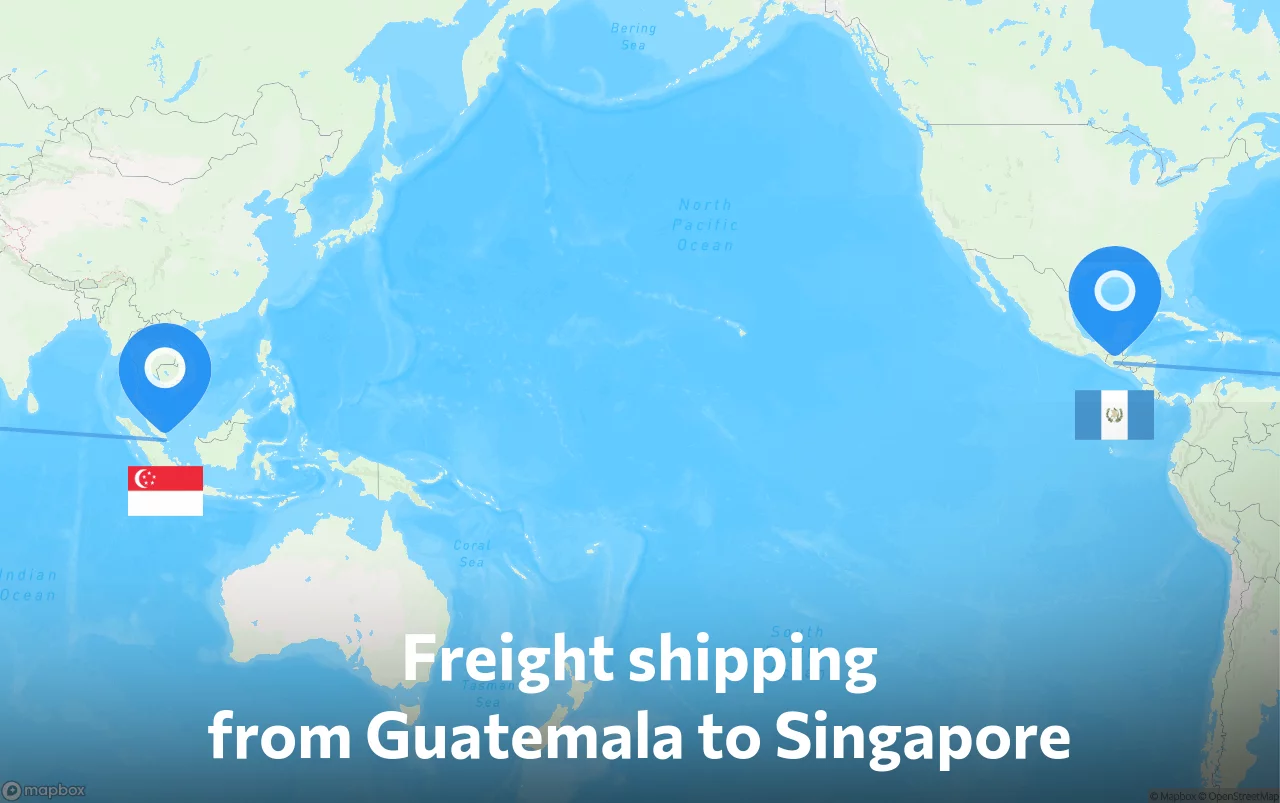 Shipping route from Guatemala to Singapore