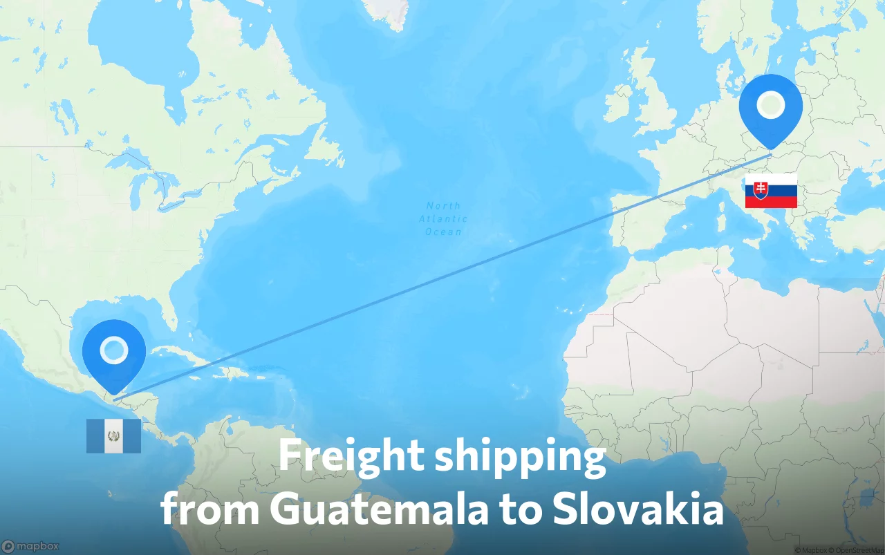 Shipping route from Guatemala to Slovakia