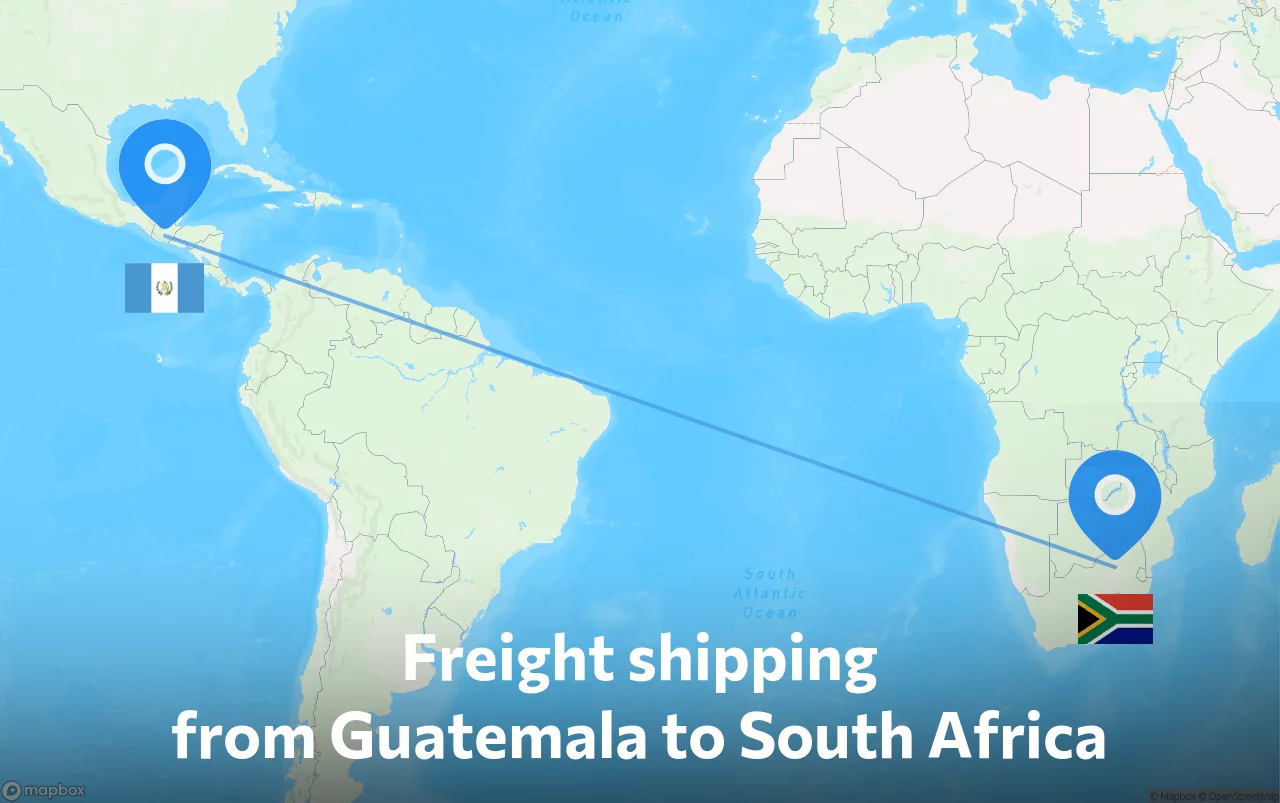 Shipping route from Guatemala to South Africa