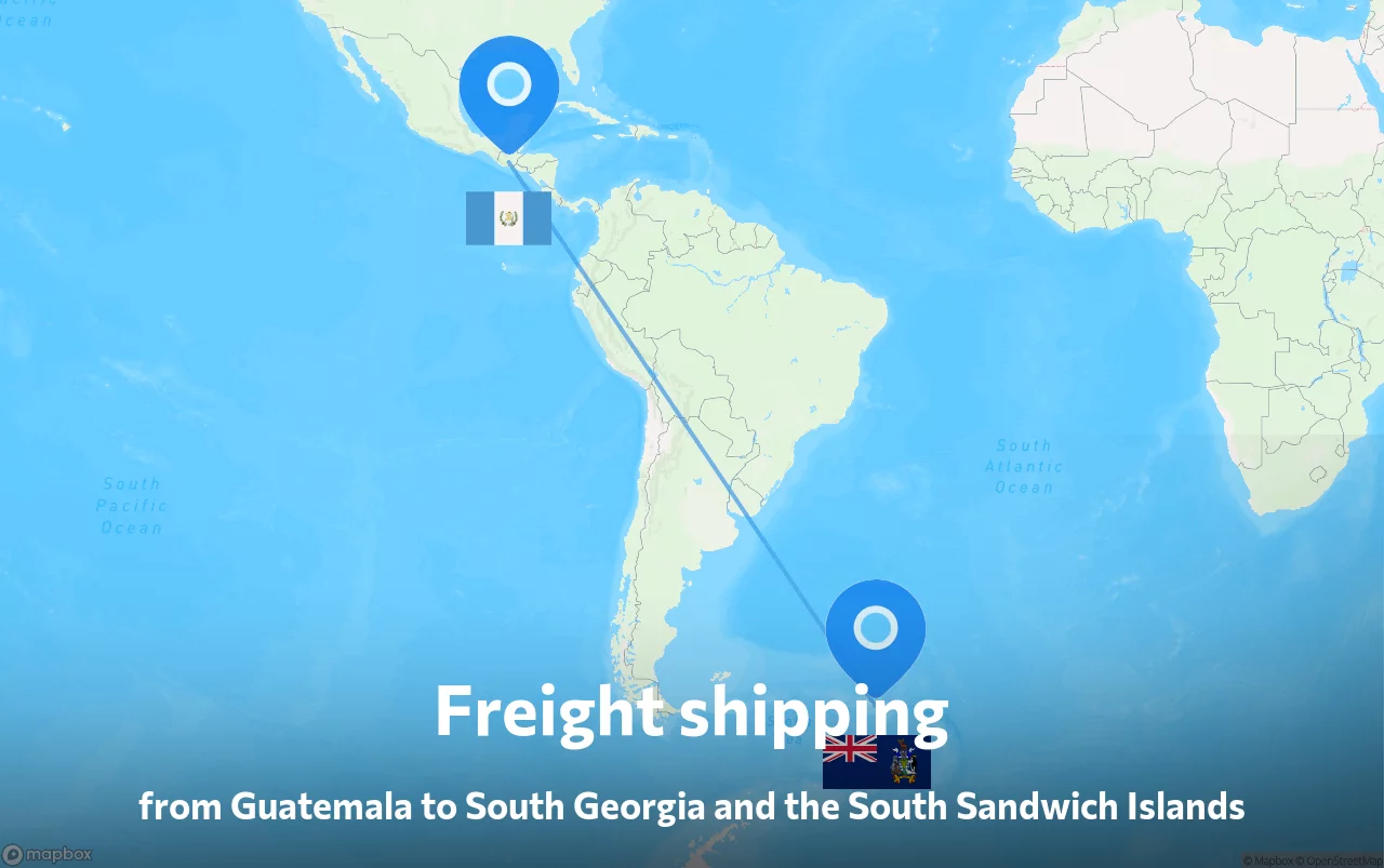 Shipping route from Guatemala to South Georgia and the South Sandwich Islands