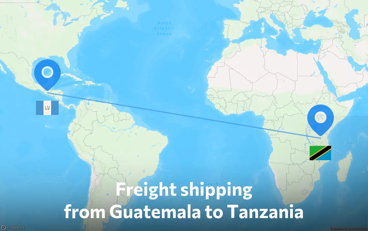 Shipping route from Guatemala to Tanzania