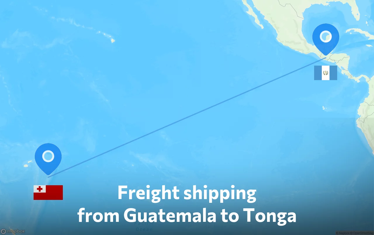 Shipping route from Guatemala to Tonga