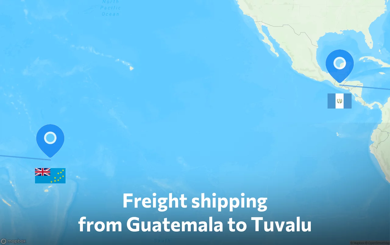 Shipping route from Guatemala to Tuvalu