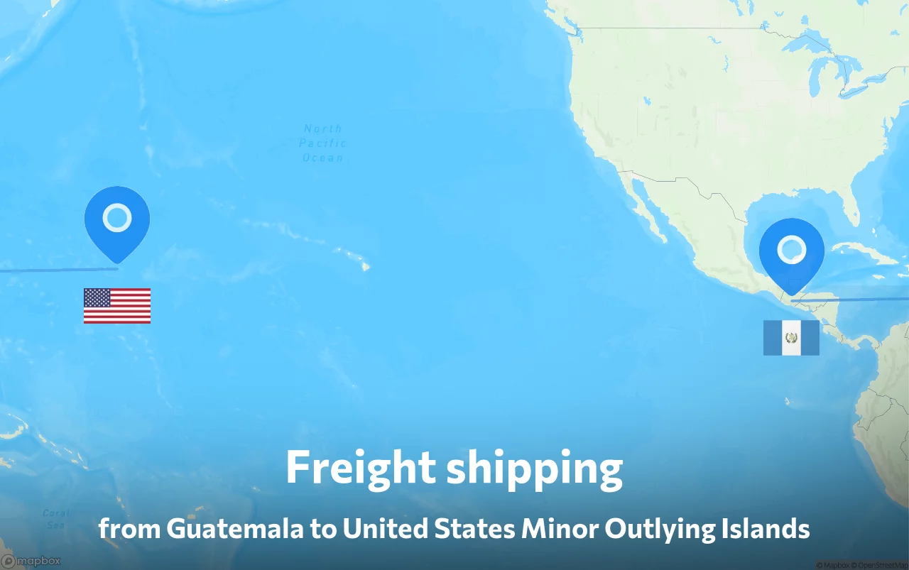 Shipping route from Guatemala to United States Minor Outlying Islands