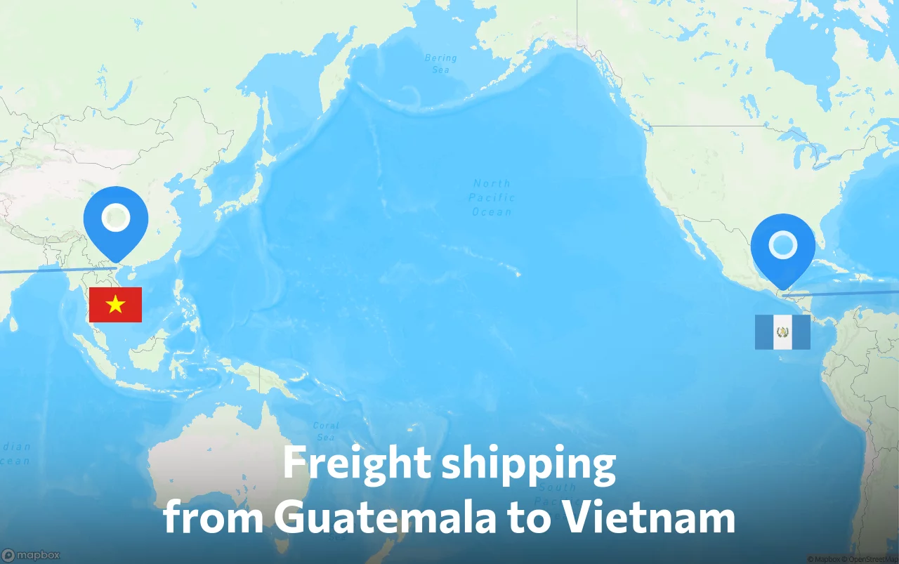 Shipping route from Guatemala to Vietnam