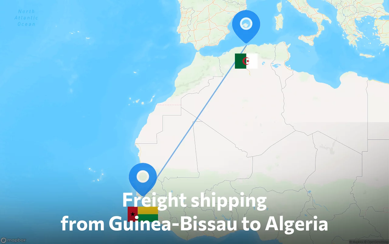 Shipping route from Guinea-Bissau to Algeria