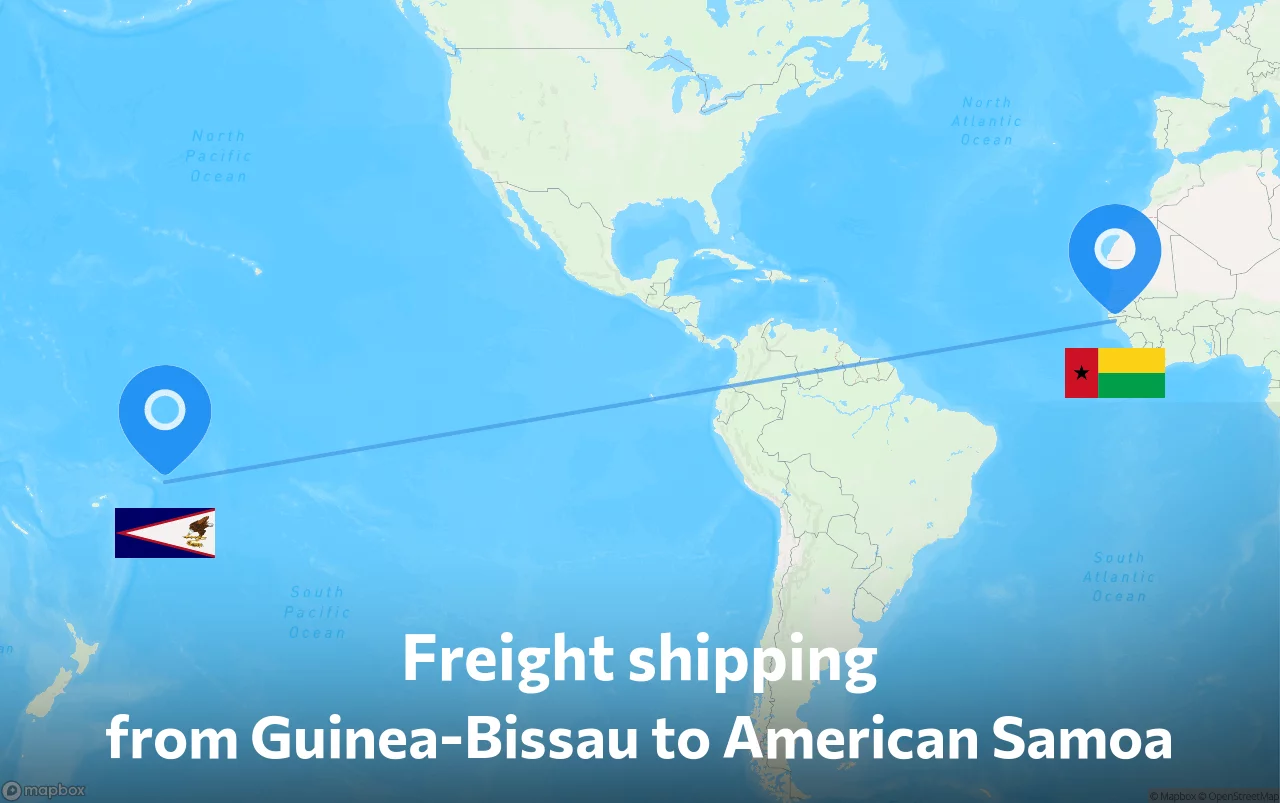 Shipping route from Guinea-Bissau to American Samoa
