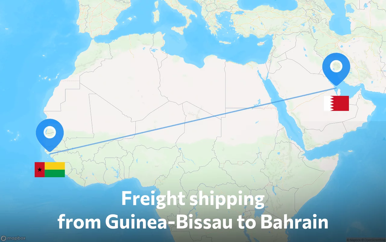 Shipping route from Guinea-Bissau to Bahrain