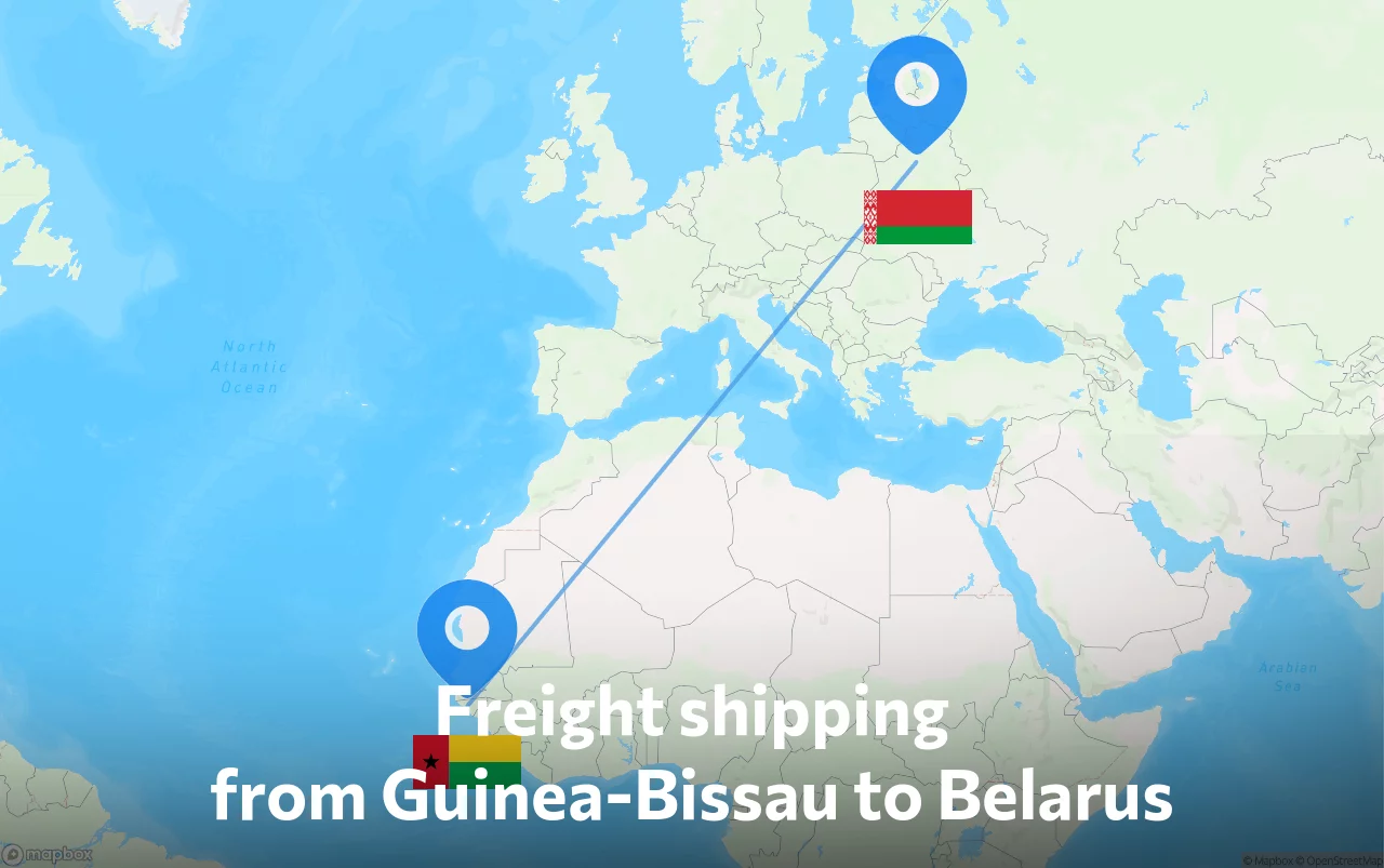 Shipping route from Guinea-Bissau to Belarus