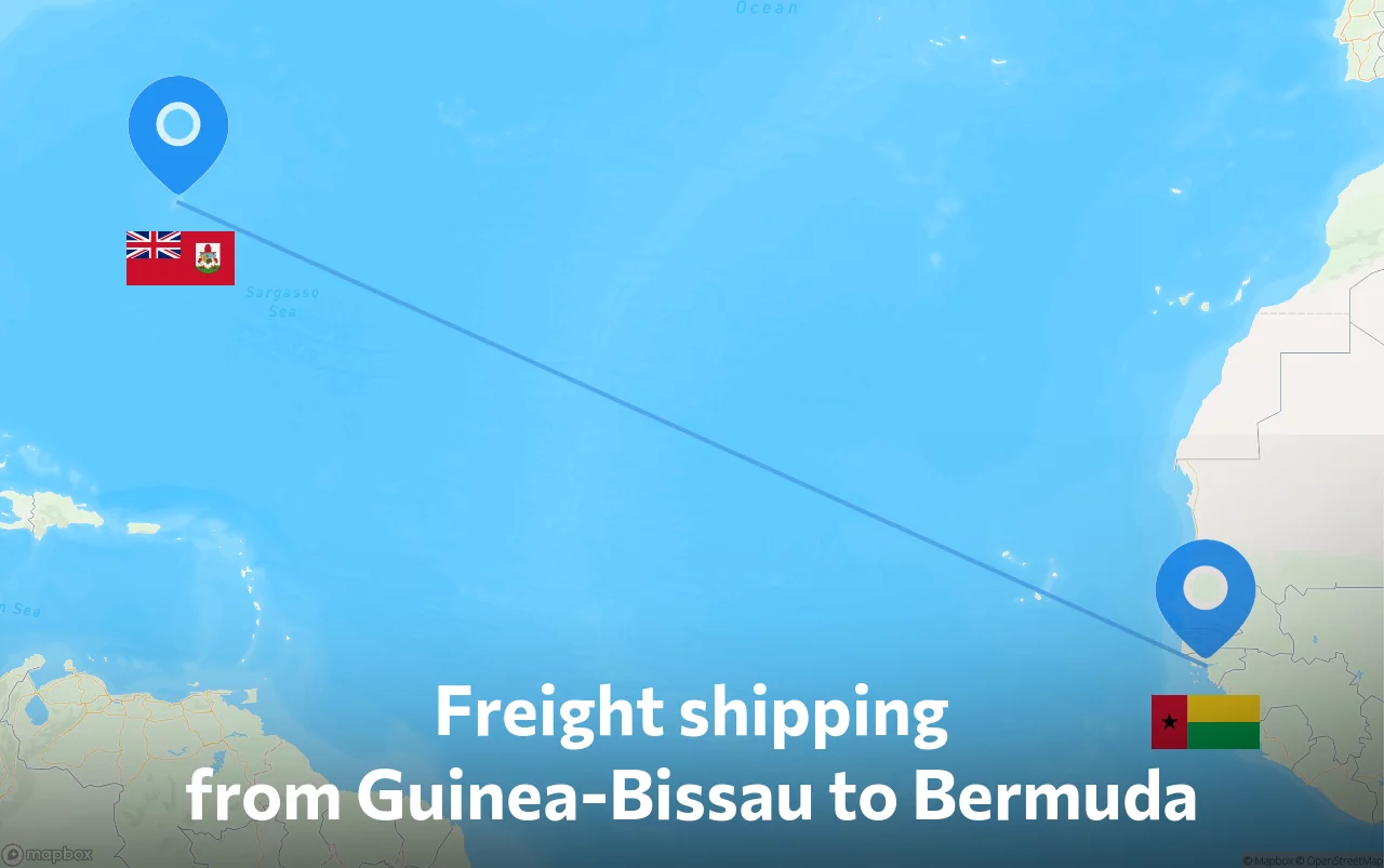 Shipping route from Guinea-Bissau to Bermuda