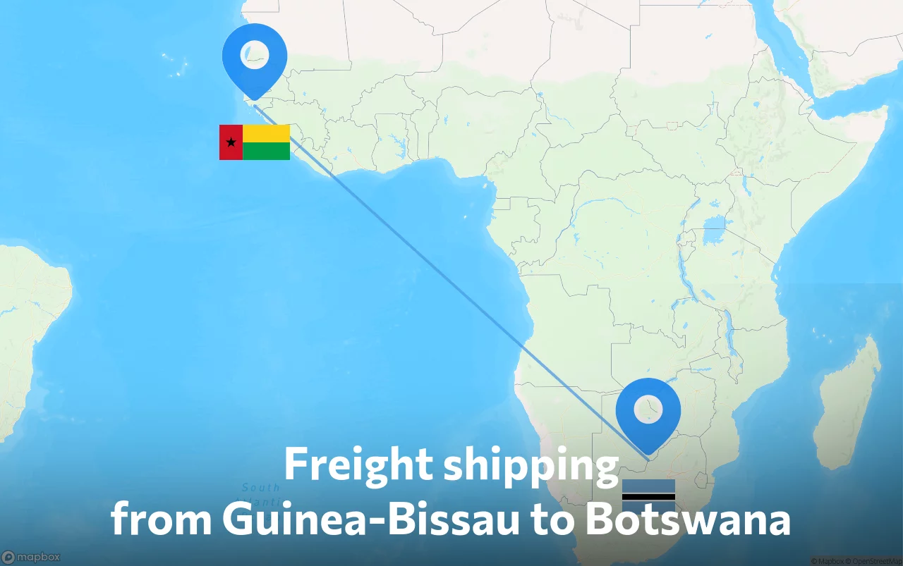 Shipping route from Guinea-Bissau to Botswana