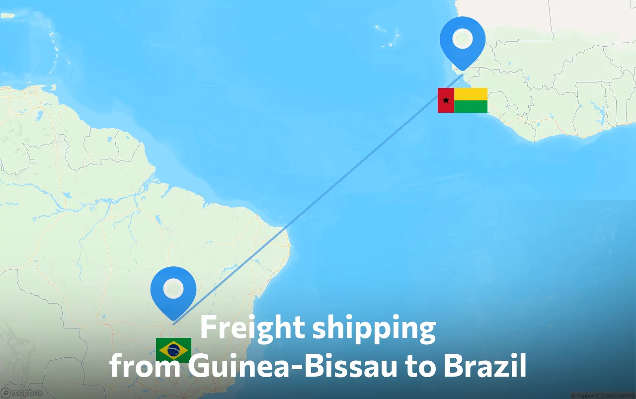 Shipping route from Guinea-Bissau to Brazil