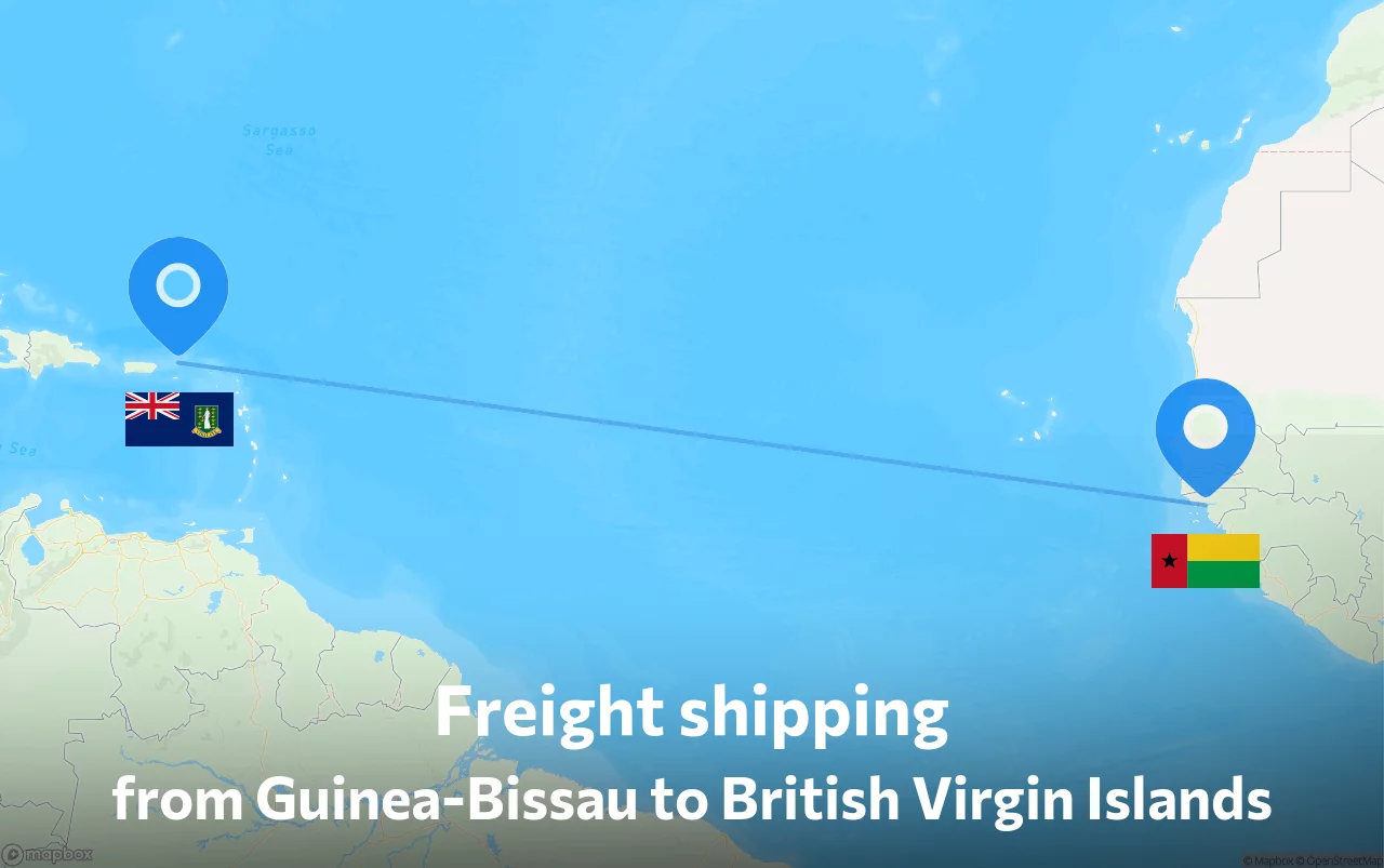 Shipping route from Guinea-Bissau to British Virgin Islands