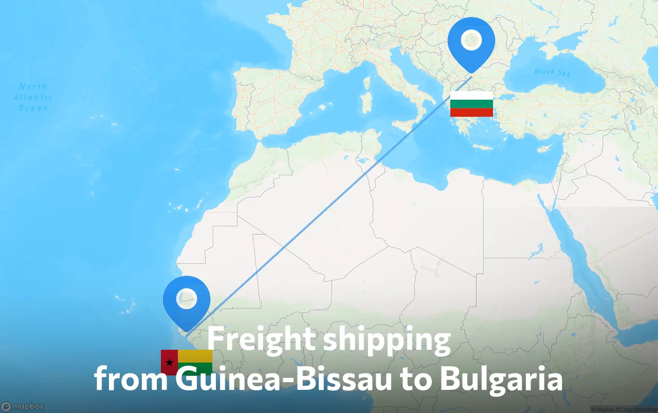 Shipping route from Guinea-Bissau to Bulgaria