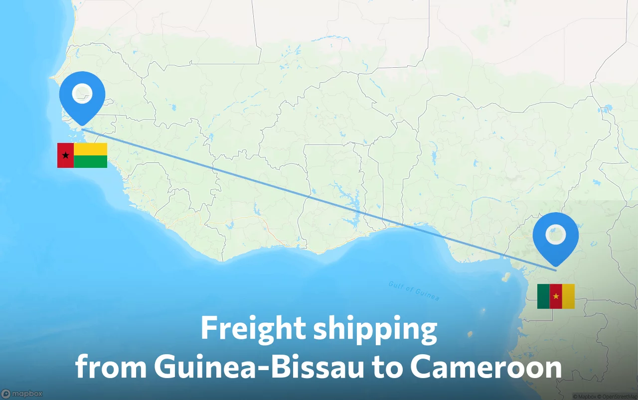 Shipping route from Guinea-Bissau to Cameroon