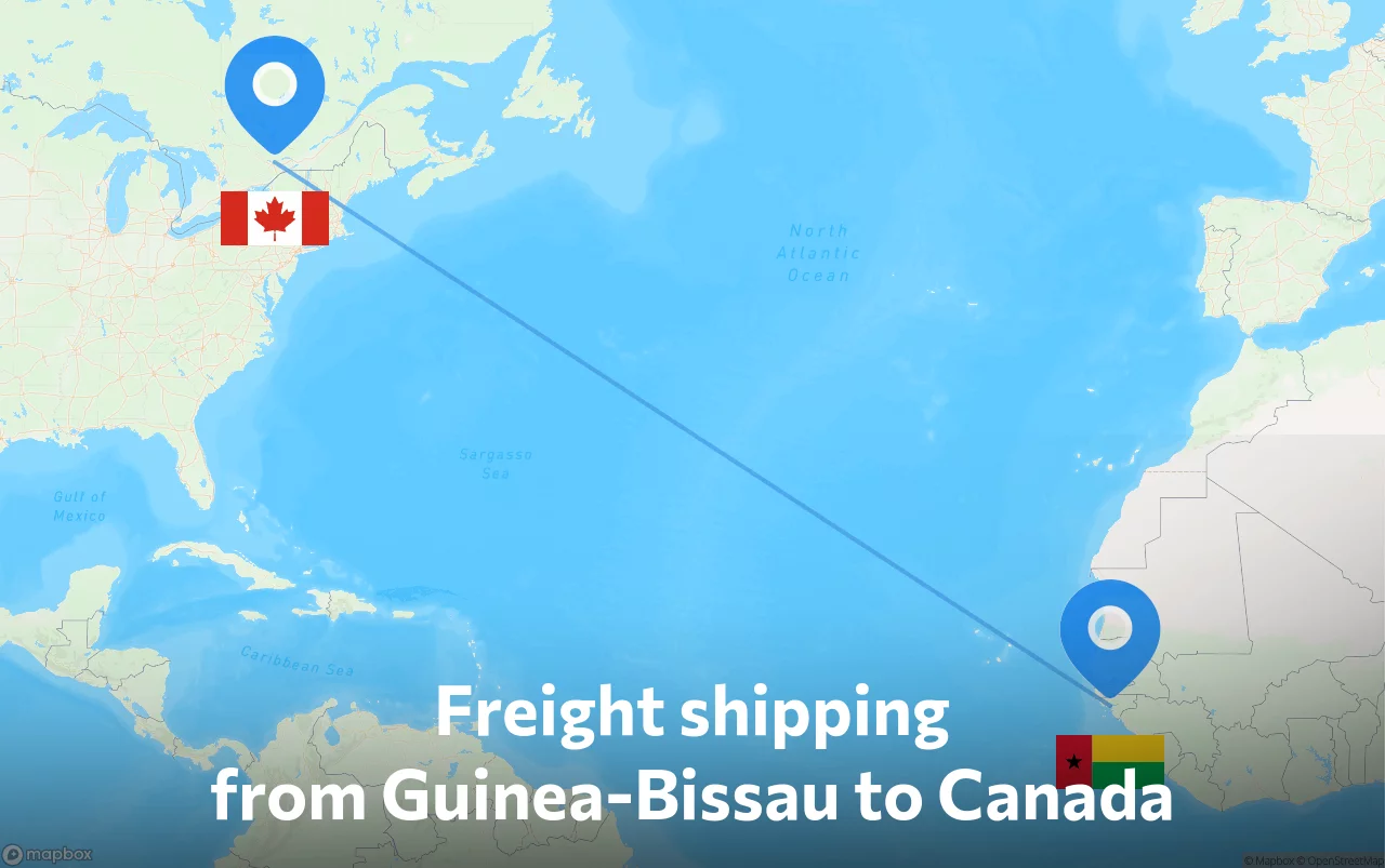 Shipping route from Guinea-Bissau to Canada