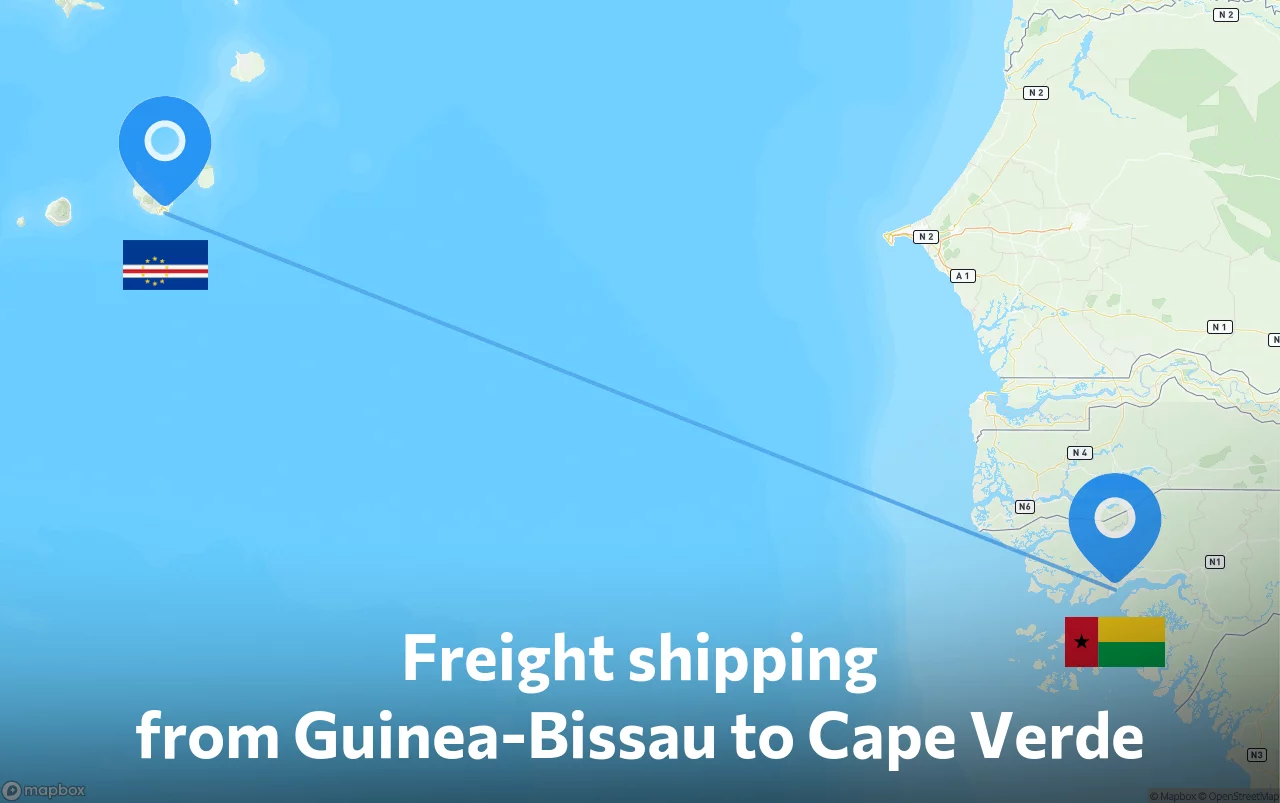 Shipping route from Guinea-Bissau to Cape Verde