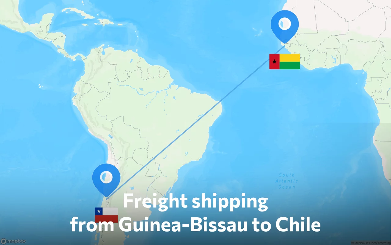 Shipping route from Guinea-Bissau to Chile