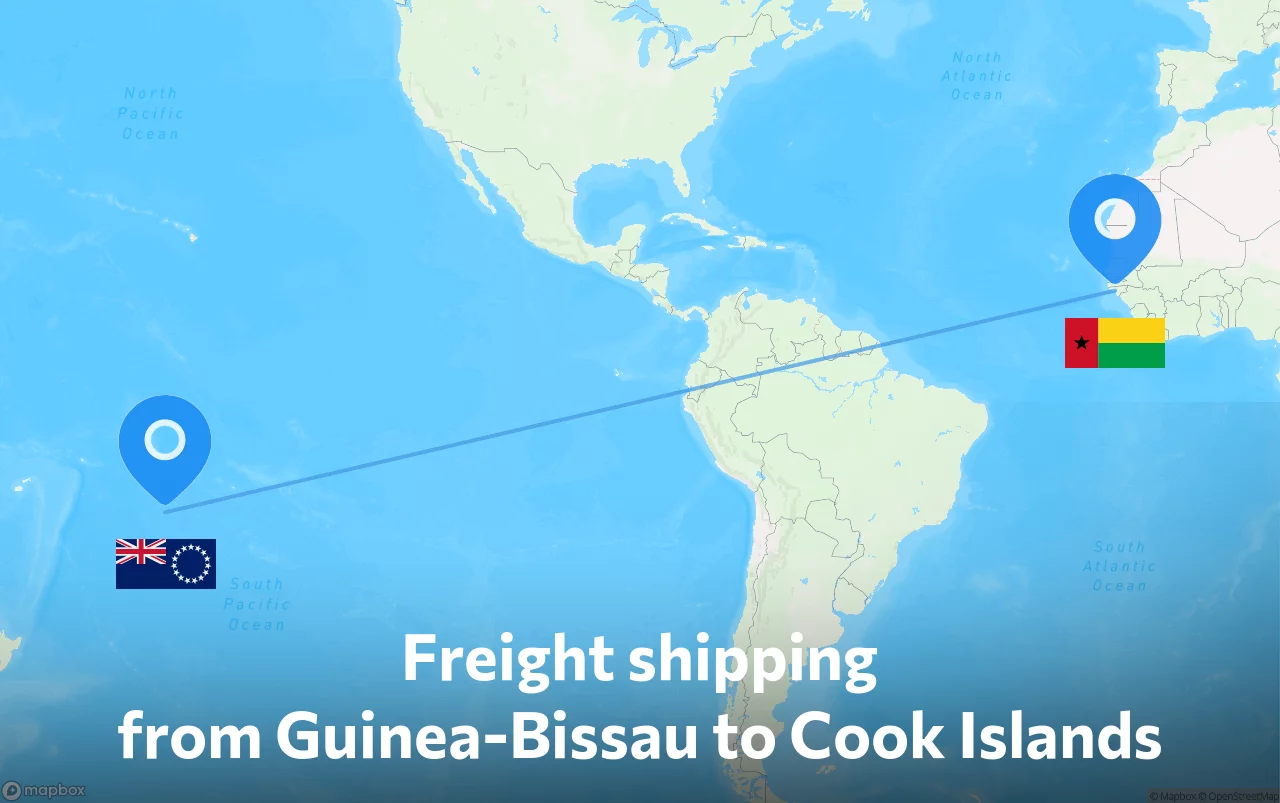Shipping route from Guinea-Bissau to Cook Islands