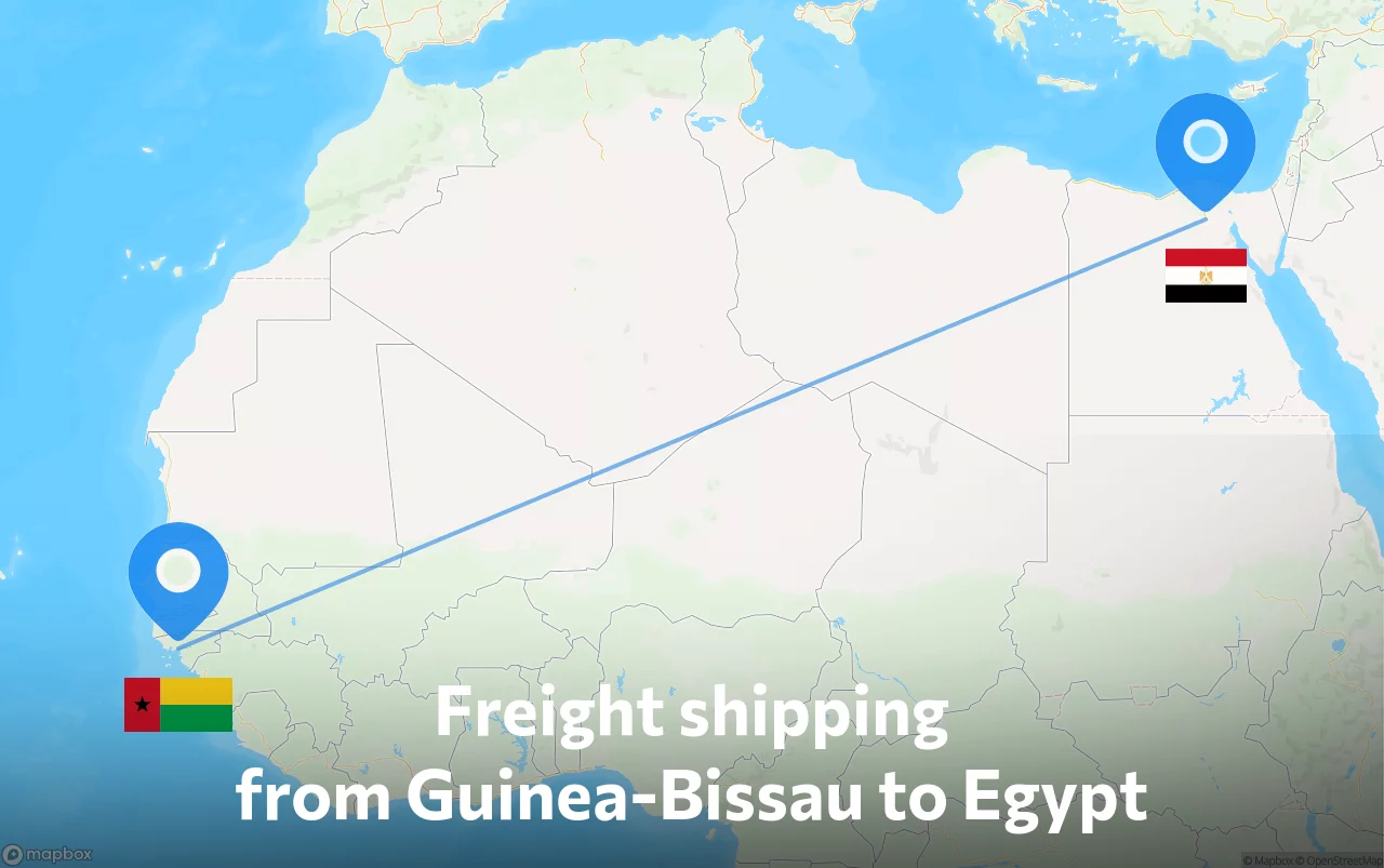 Shipping route from Guinea-Bissau to Egypt
