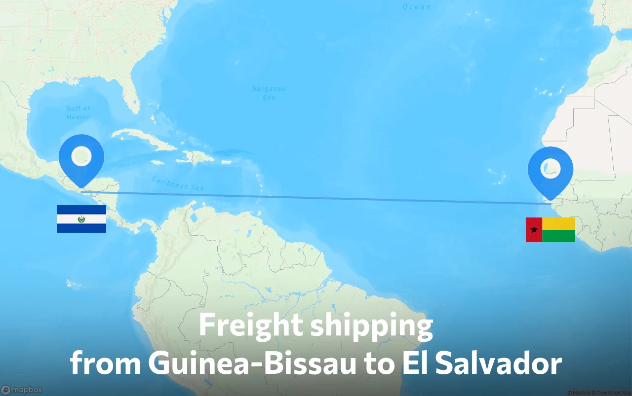 Shipping route from Guinea-Bissau to El Salvador