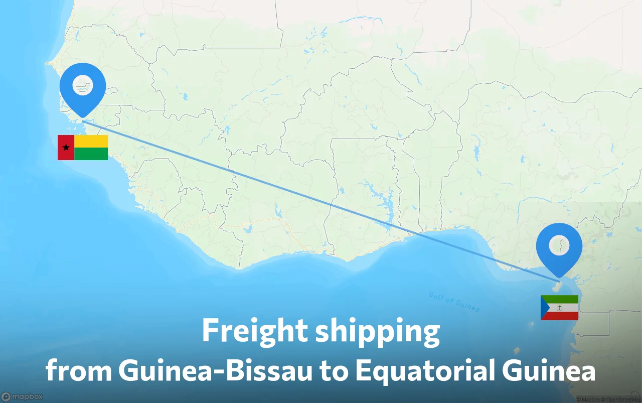 Shipping route from Guinea-Bissau to Equatorial Guinea