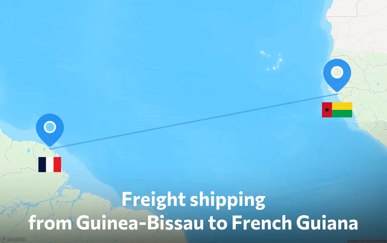 Shipping route from Guinea-Bissau to French Guiana