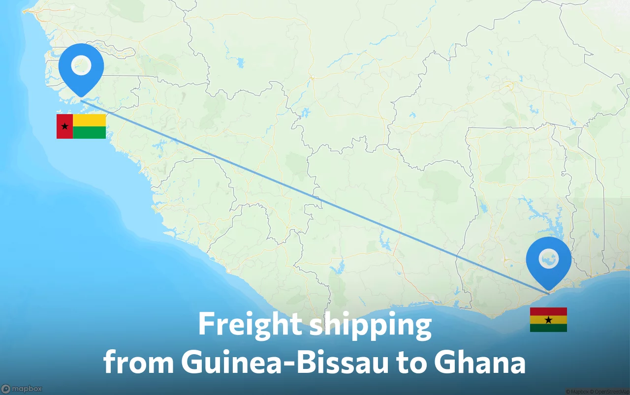 Shipping route from Guinea-Bissau to Ghana