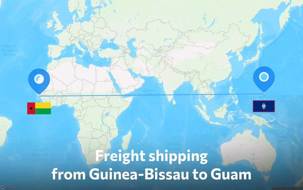 Shipping route from Guinea-Bissau to Guam