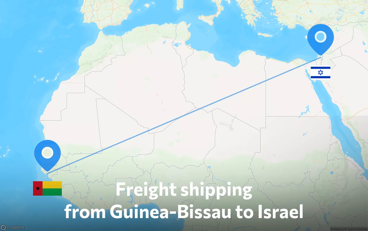 Shipping route from Guinea-Bissau to Israel