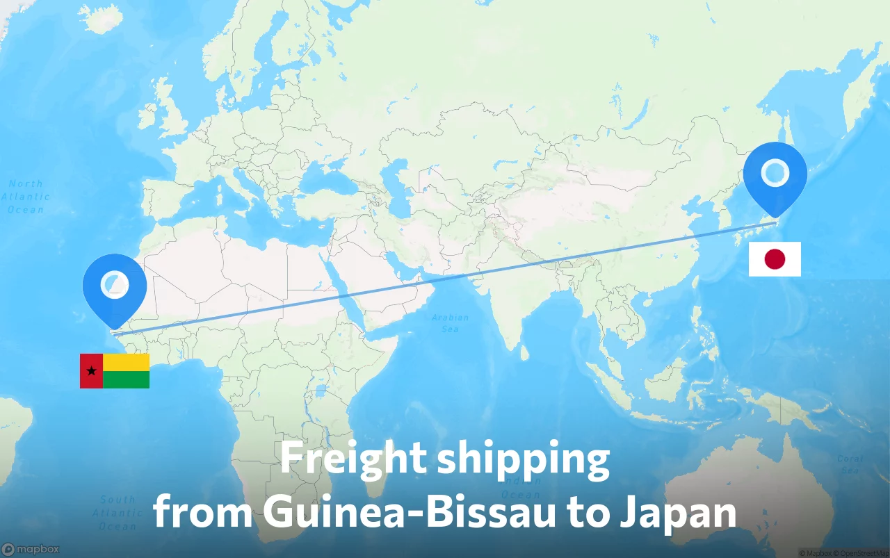 Shipping route from Guinea-Bissau to Japan